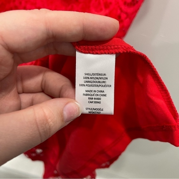 Love, Fire Red Lace One Shoulder Mini Dress Small - Picture 9 of 9